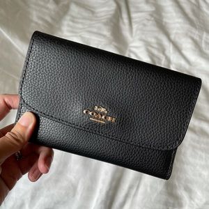 NWOT black trifold Coach wallet